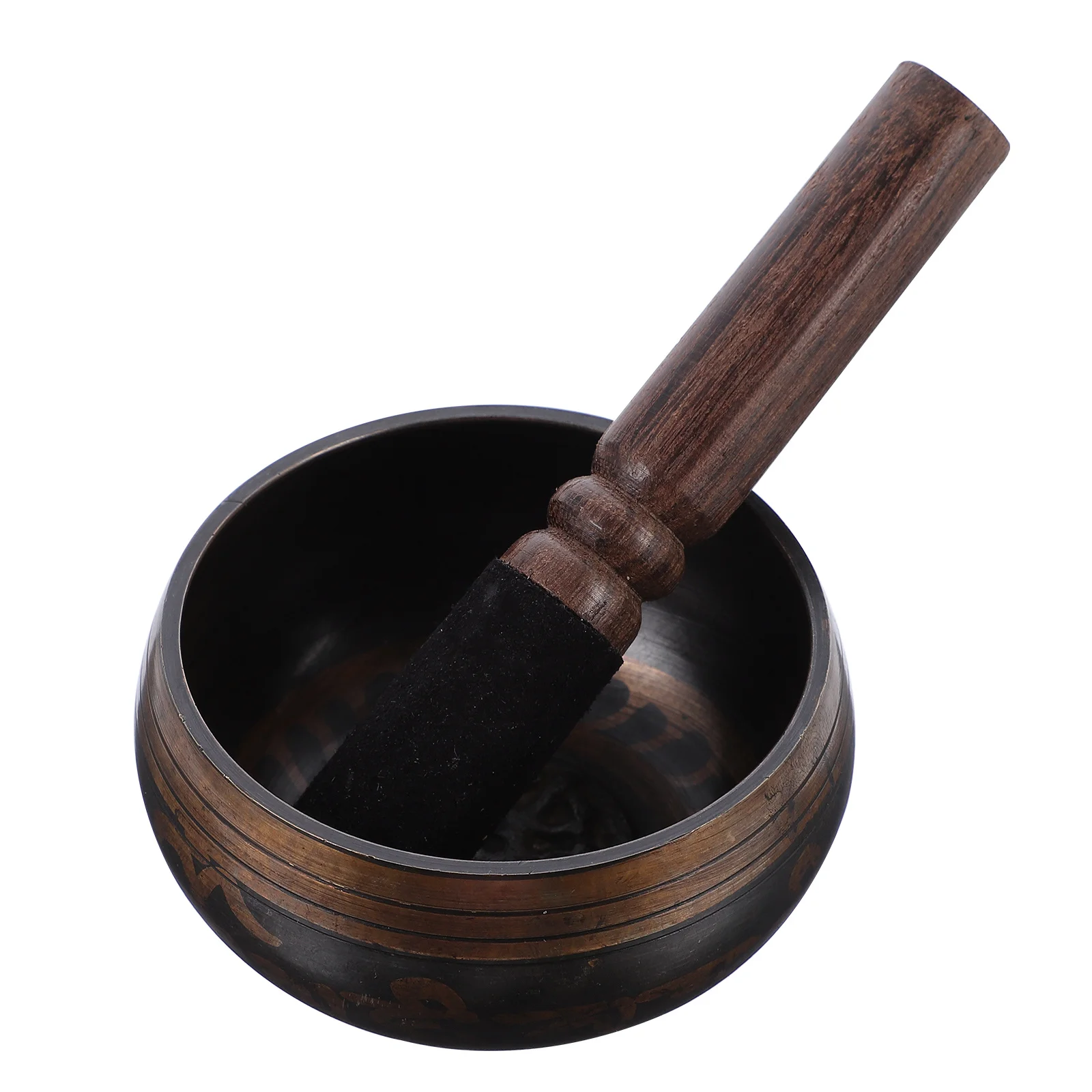 

1Set Copper Singing Bowl Ancient Look Meditation Relaxation Sound Healing Tibetan Bowl Wooden Rod Set Desktop Decorations