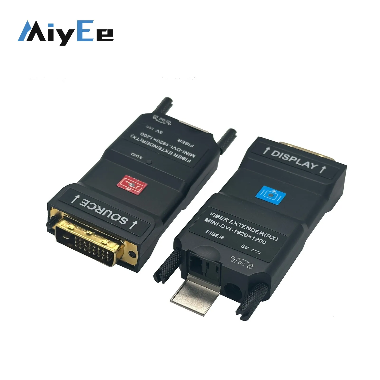 Miyee 1920x1200 Mini DVI Fiber Extender 2K 60Hz Single‑mode Dual Fiber Optic Transceiver Over Single‑mode Dual‑Fiber Cables