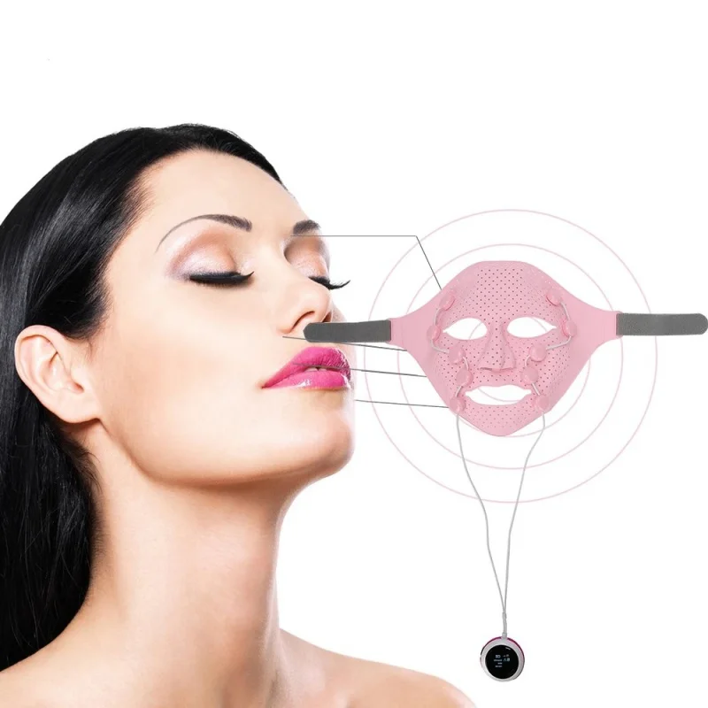 Beauty Massager Apparaat Gezichtsverzorging Siliconen 3d Trillingen Gezicht Lifting Anti-Rimpel Stevige Huidpunten Massage Masker Machine