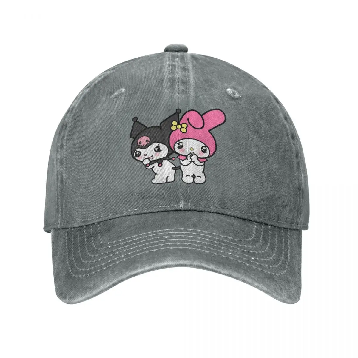 Kawaii Kuromi & My Melody Baseball Caps Men Women Distressed Denim Snapback Cap Cartoon Outdoor Running Golf Adjustable Hats Cap