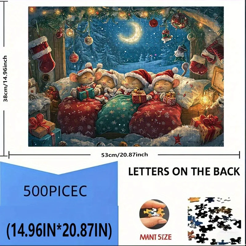 مجموعة مكونة من 500-1000 من إبداعي الألغاز للبالغين تركز على ديكور المنزل، تتميز بمشهد عيد الميلاد الغريب مع ثلاثة عناصر #3