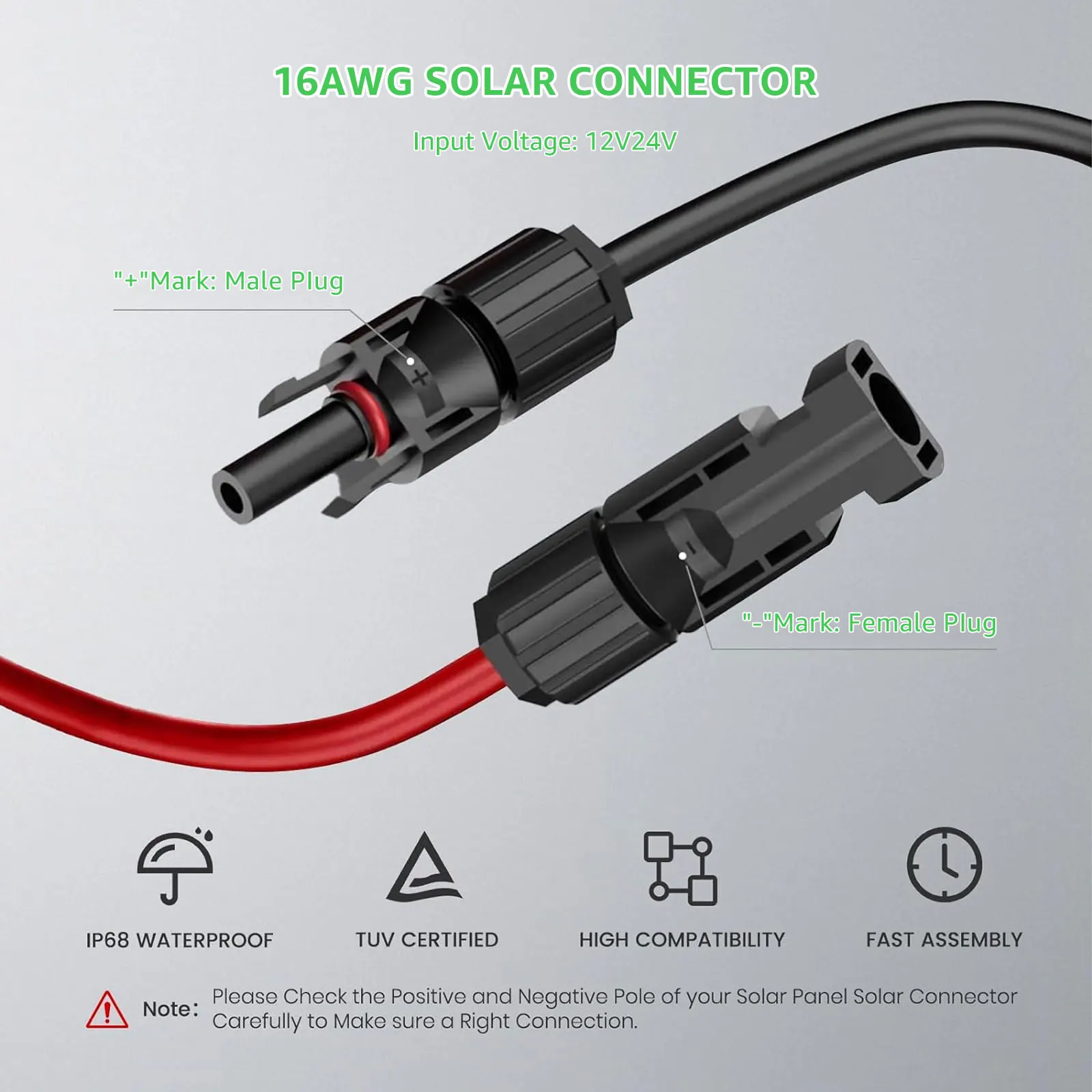 2PCS Solar Panel Connector 6 to 1 Solar Y Branch Splitter 6Way Solar Panel Parallel Connector Adapter Cable Plug for Solar Panel