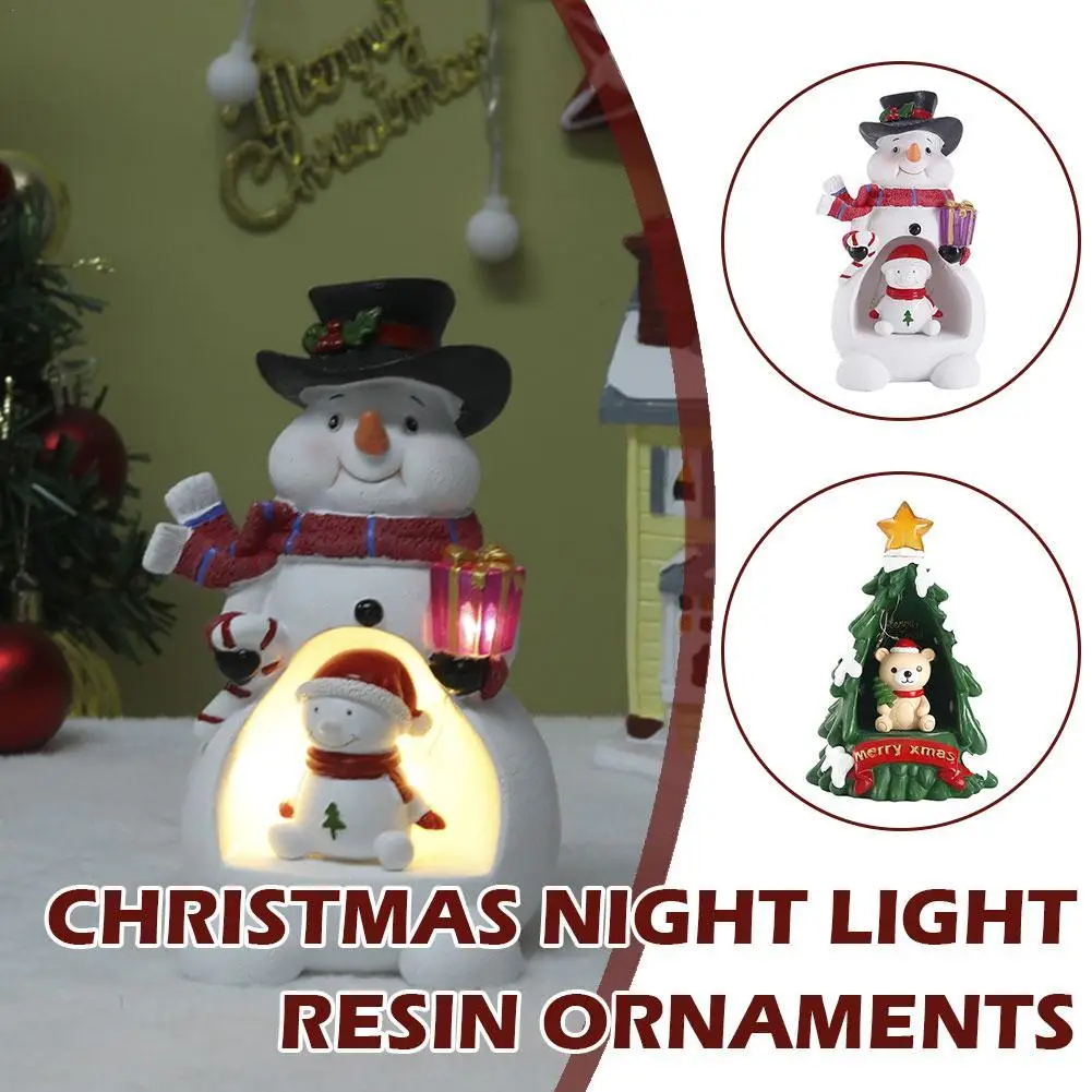 

1pc Christmas Snowman Night Light Resin Ornament Festive Atmosphere Desktop Crafts Decoration Creative Christmas Gifts For Kids