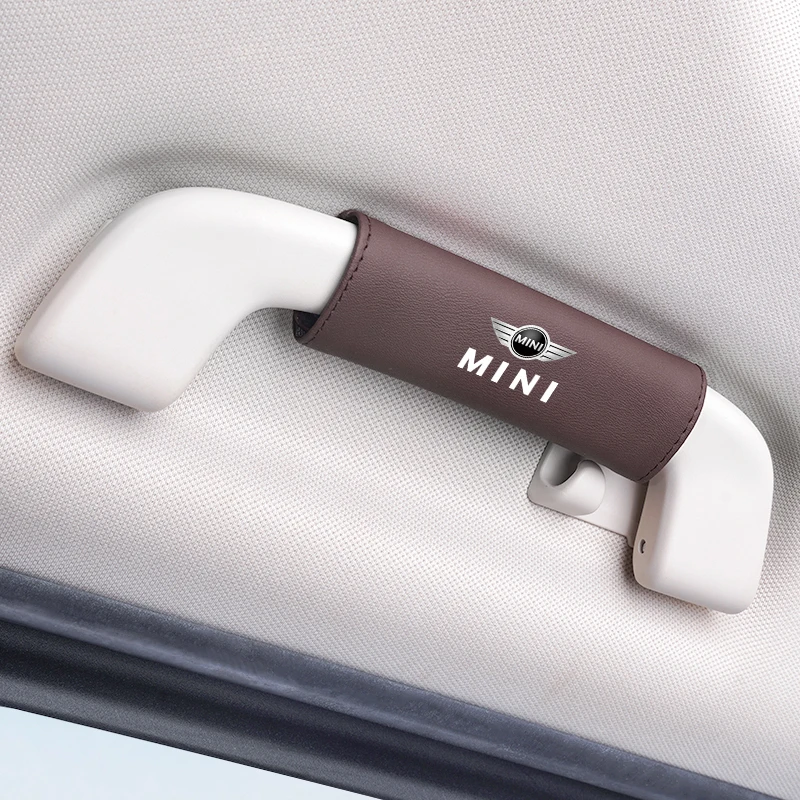 1PC Leather Car Roof Armrest Inner Door Pull Handle Protection Case Cover For Mini Cooper One JCW F54 F55 F56 F57 F60 R50 Coupe