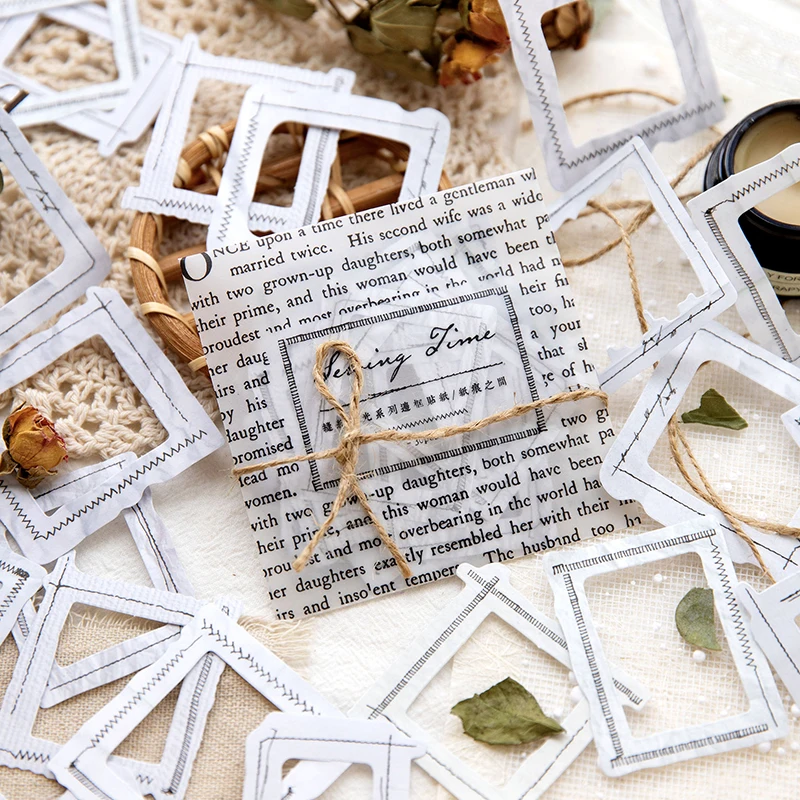 30 pcs/pack Sticker Light Retro Border Collage Art Minimalist Handheld Tent Base Decal Scrapbook 6 kinds