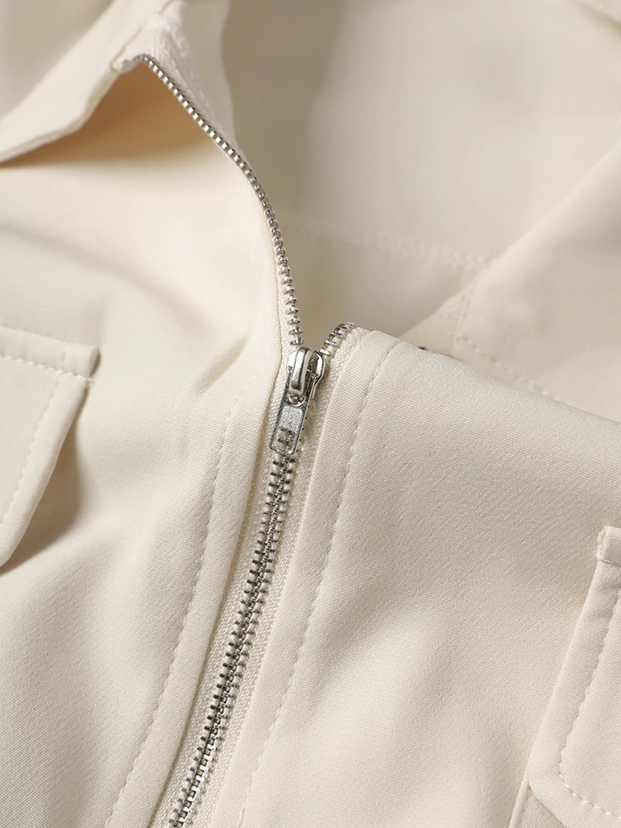 CHICEVER solide épissé fermeture éclair femme chemise revers à manches longues minceur tempérament bases femmes chemises été nouveau Style de mode