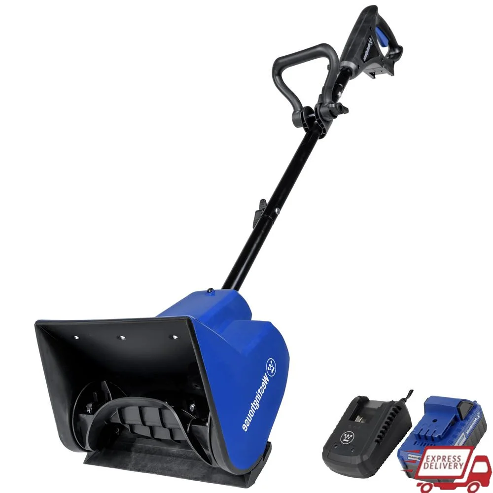 24V Cordless Electric Snow Shovel Kit 11 Inch Battery-Powered Fast Charger Throw 20ft Clear Driveways Sidewalks Porches Steps
