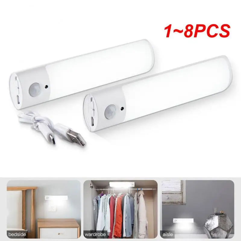 

1~8PCS Wardrobe Lamp String No Punching Automatic Intelligent Sensing Sensitive Wireless Human Body Sensor Wardrobe Lamp Usb