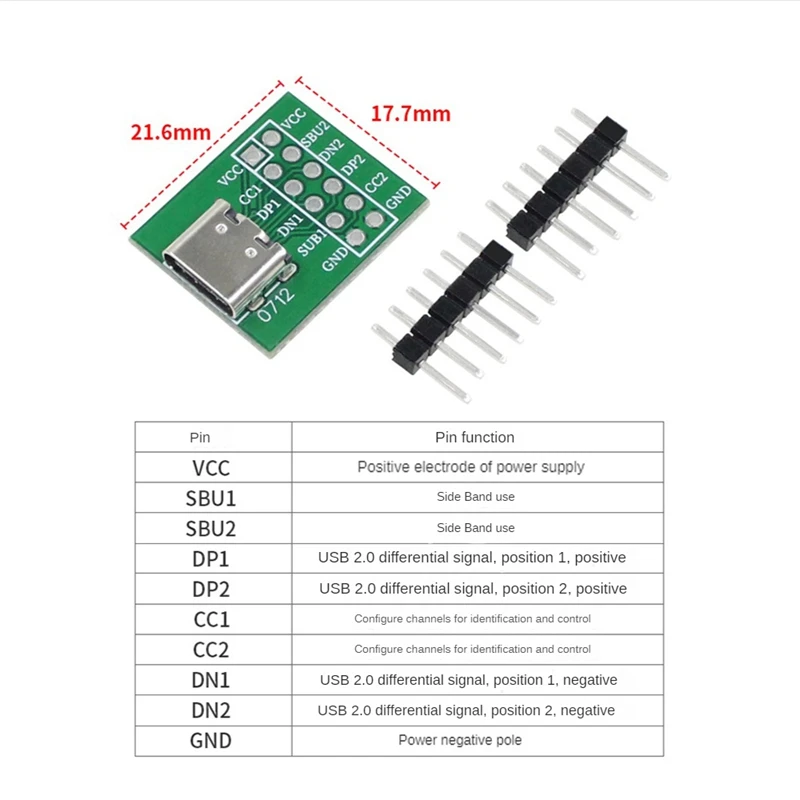 TYPE-C USB Transfer Pin Test Board Converter TYPE-C Female Adapter Board Module Converter TYPE-C USB Adapter Converter Converter