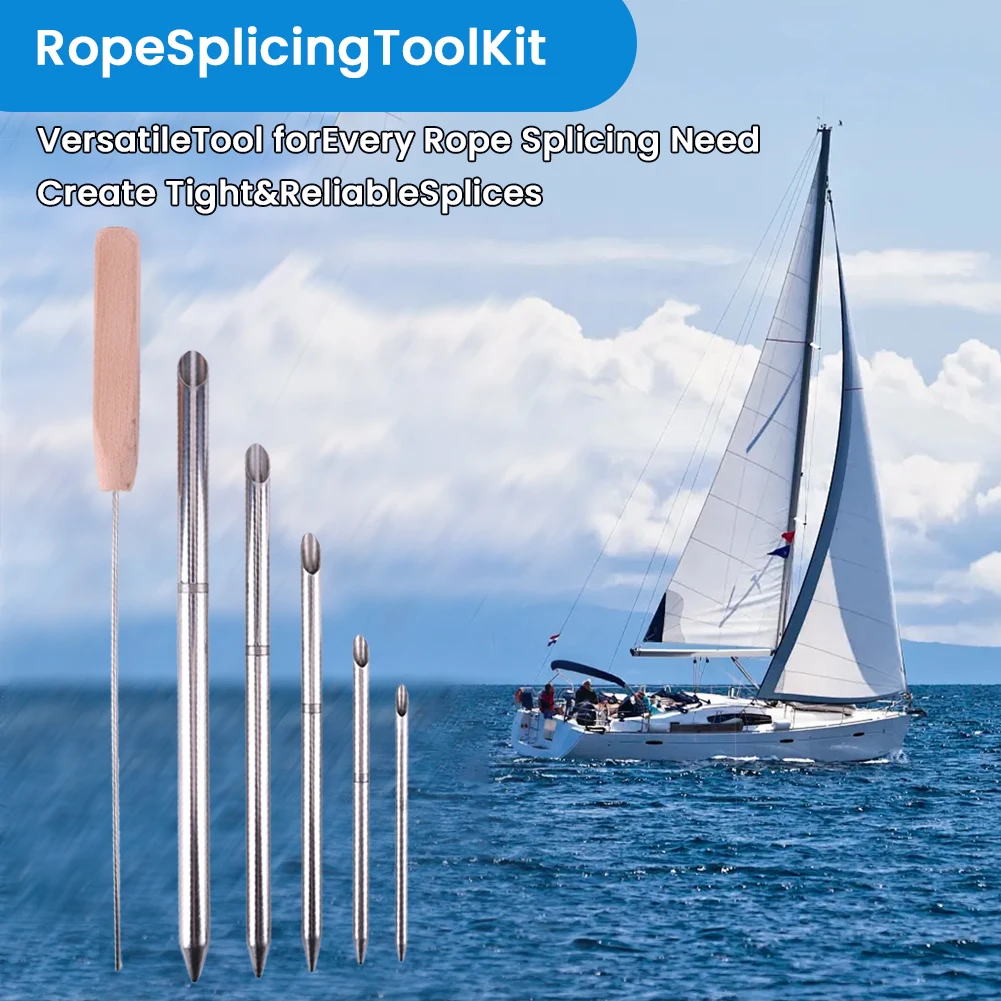 6Pcs/set Stainless Steel Rigging Accessories Outdoor Activities Multiple Sizes Rope Splicing Tool Kit Rope Splicing Tool For DIY