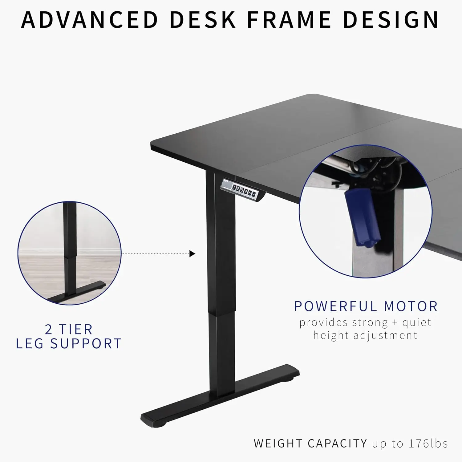 Electric 60 x 30 inch Rustic Standing Desk Workstation, Memory Controller Height Adjustment, 1B Series, Vintage Brown Top White