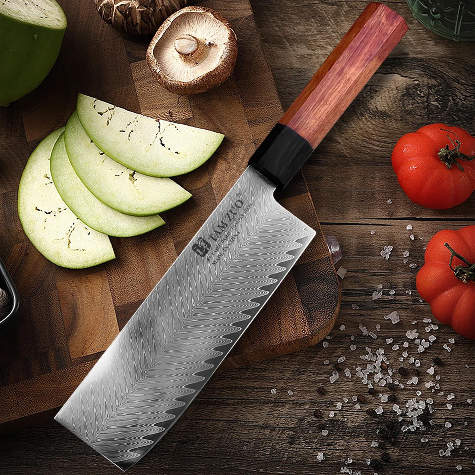 67 طبقة دمشق الصلب اليابانية تقطيع السوشي الساطور ساشيمي 62HRC صلابة عالية سكين المطبخ اللحوم الساطور مع صندوق هدية