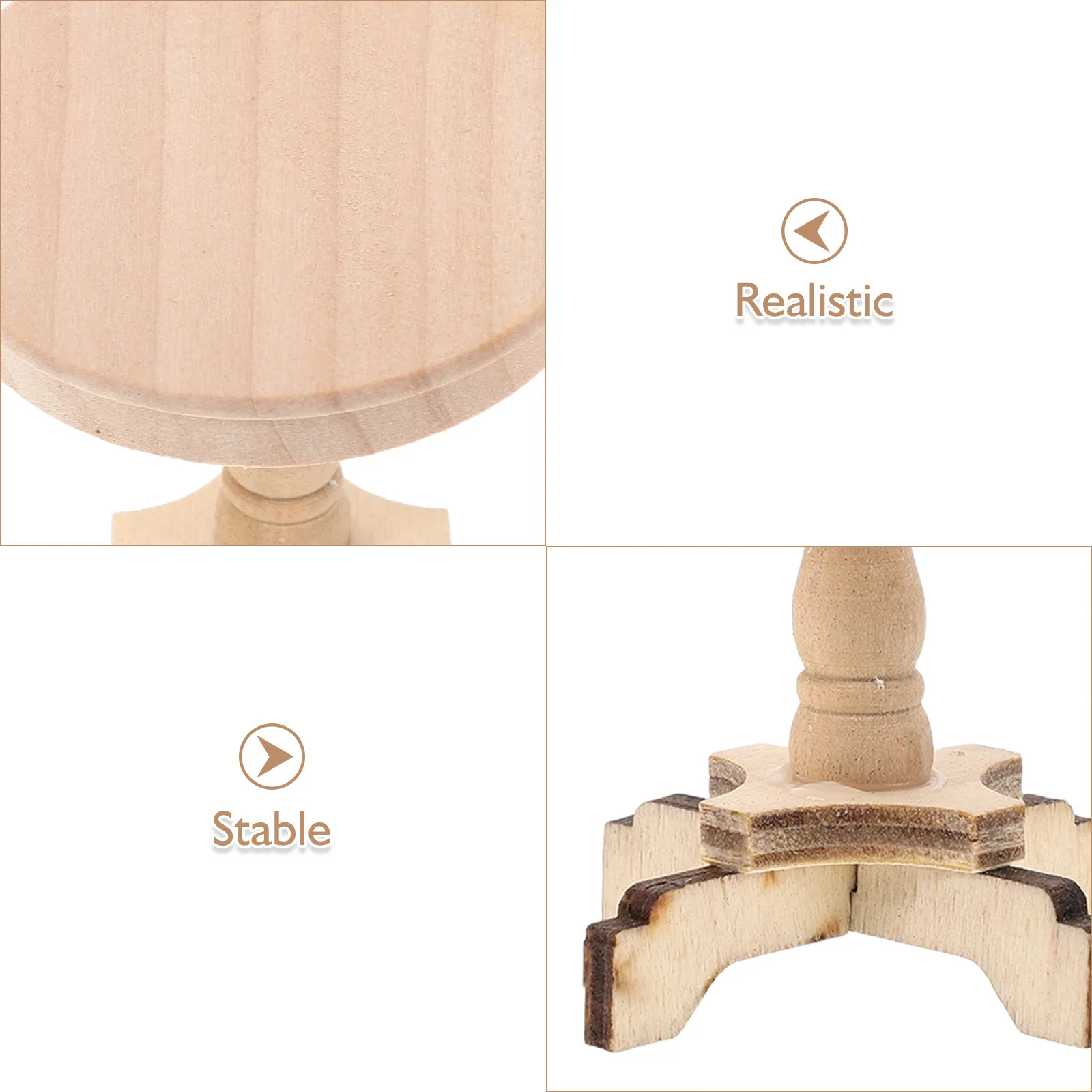 2Pcs Wooden Mini Round Table 1:12 Scale Dollhouse Furniture Set Coffee Table for Mini House Living Room Dollhouse Accessories