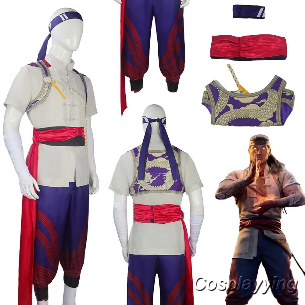 

Fantasia MK Fire God Liu Kang Cosplay Clothing Game Mortal Kombat Men Disfraz Costume Male Halloween Carnival Party Clothes