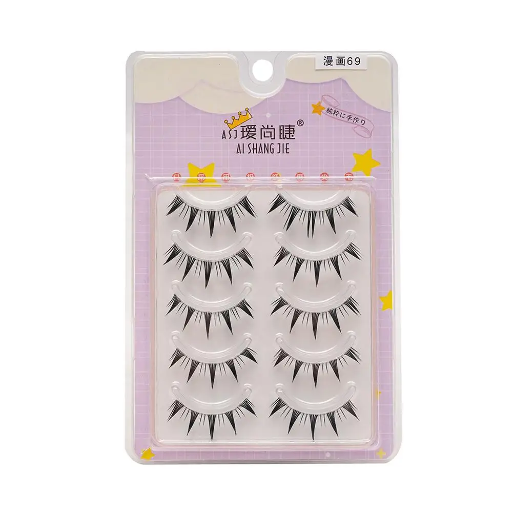 Manga Lashes ดูธรรมชาติขนตาปลอมอะนิเมะ Lashes ขนตาปลอมขนตาปลอม Cross Spiky Fluffy Volume คอสเพลย์ Kore F7N6