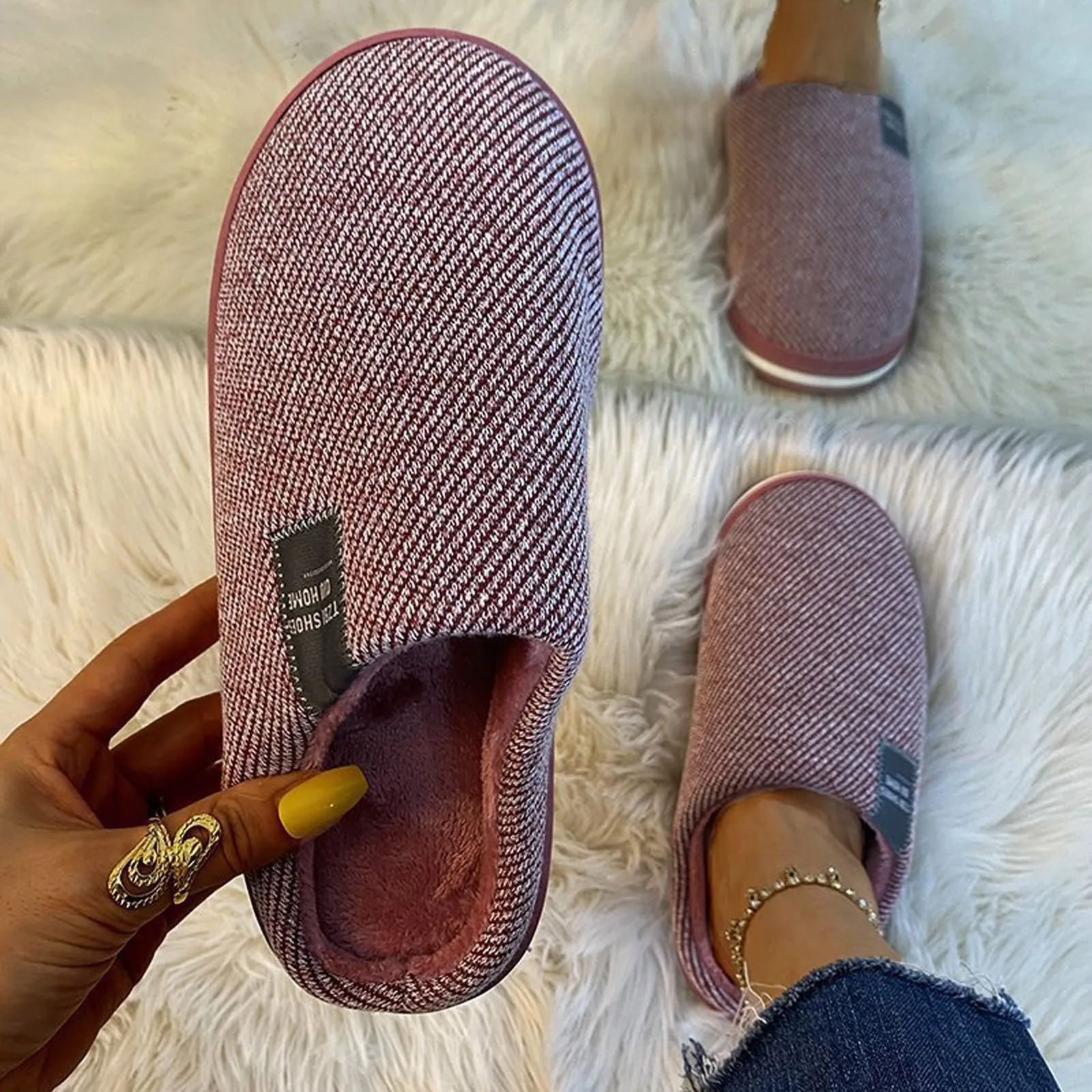 

Winter Home Slippers Casual Shoes Women Soft Warm House Slides Indoor Bedroom Non Slip Flats Couples Floor Slipper Big Size