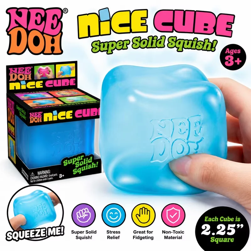 NeeDoh Squishy Cube Blind Box Soft Squeeze Fidget Toy Stress Relief Sensory Toy For Adults Anxiety Festival Gift