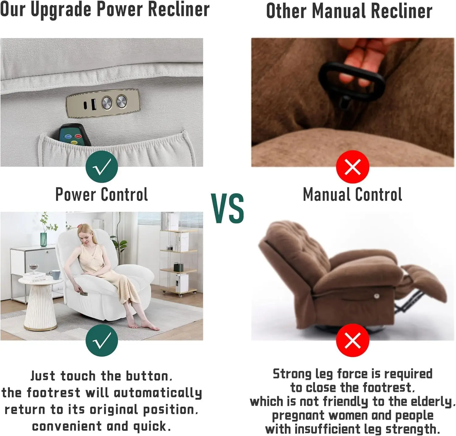 Power Recliner Chair Massage Rocker Recliner Chairs for Adults with Heated Oversized Rocker Swivel Chairs for Customized Comfort image 5