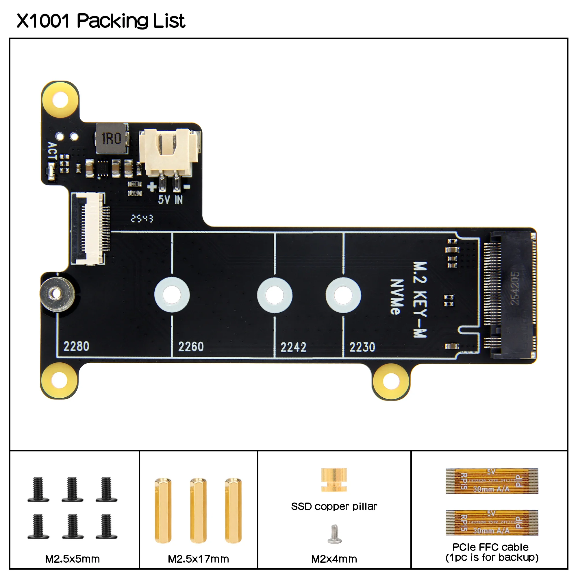 Geekworm X1001 PCIe zu NVMe M.2 SSD Shield Board für Raspberry Pi 5 – Detail 2