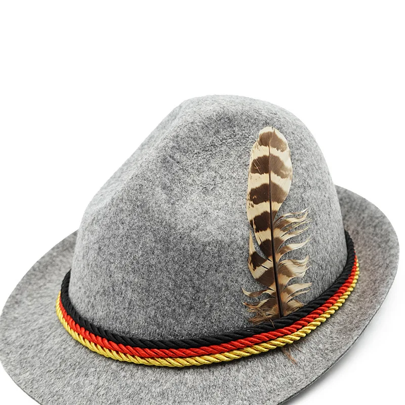 Halloween Hat Munich Beer Hat German Alpine Hat Unisex Panama Jazz Feather Hat Men Handsome Hats