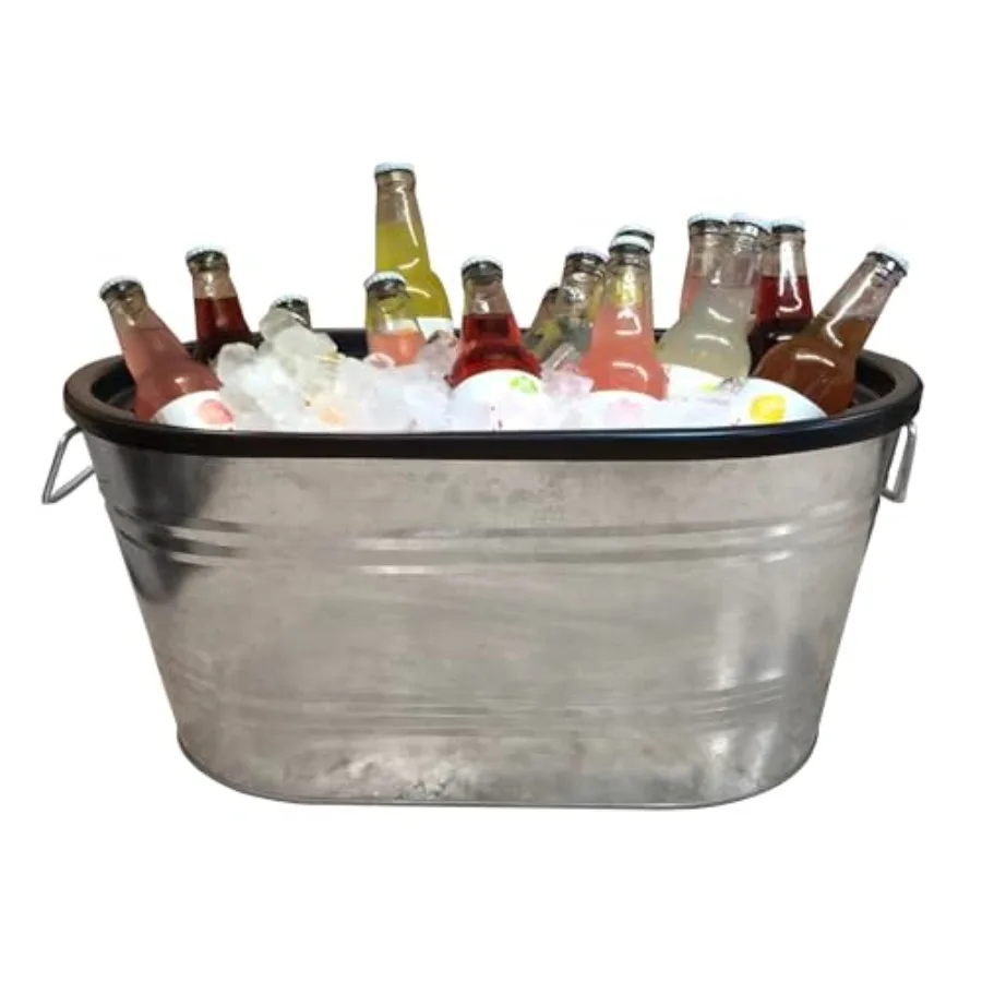 

Insulated Beverage Ice Tub Galvanized Metal Bucket HDPE Interior Soda Beer Champane