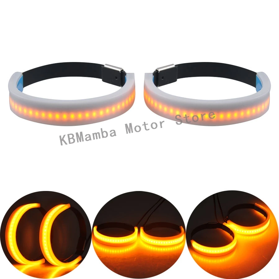 

Motorcycle Accessory LED Turn Signal Light Strips Flasher Ring Fork Strip Lamp Blinker Moto Stooter ATV Front Fork Lights Strip