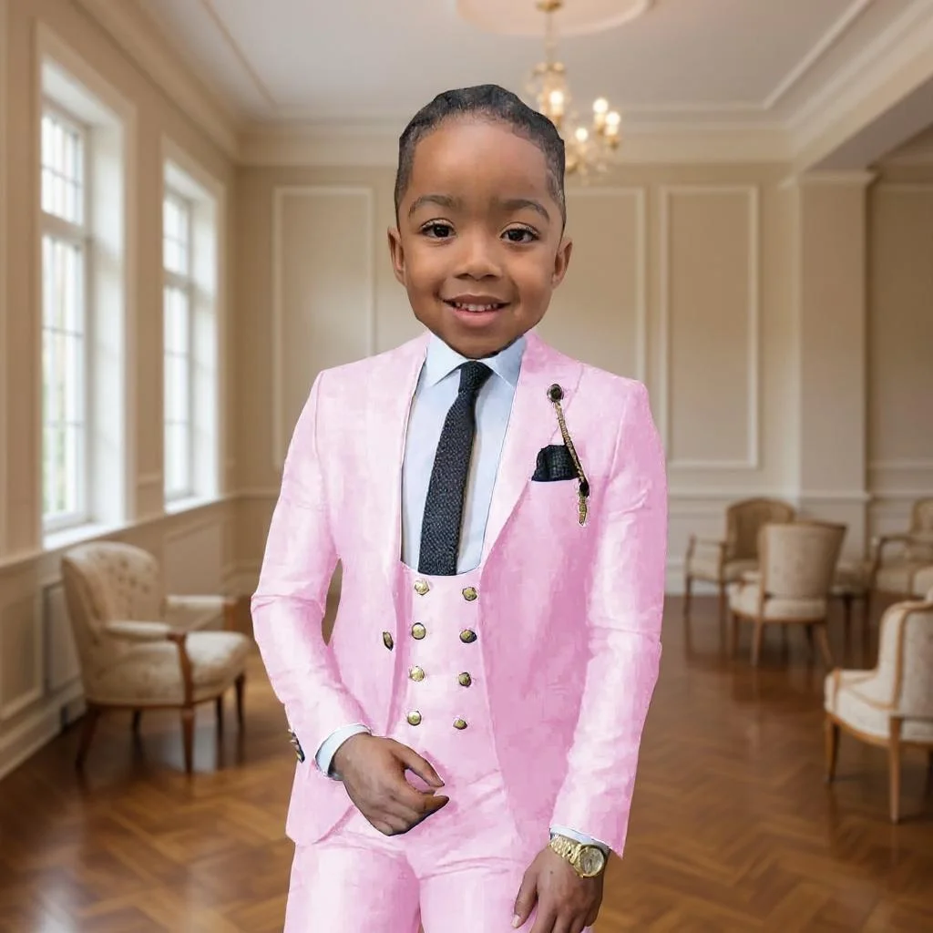 Formal Boys Suit 3 Pieces (Jacket + Pants + Vest) Wedding Tuxedo Kids Formal Party for 2-16 Years Child Custom Made Suit