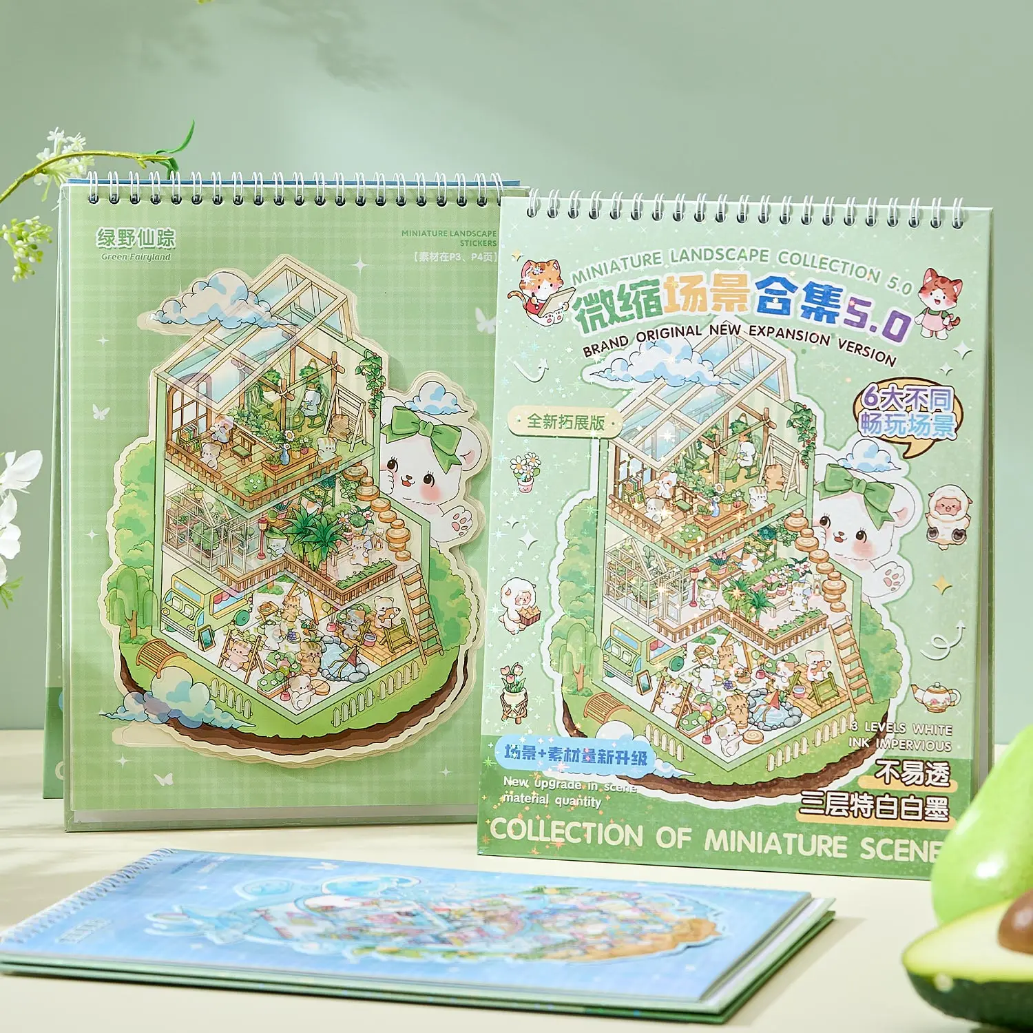 

Miniature Town Scene Sticker Book with 6 Different Scenes and 14 Sticker Materials, 3D Cartoon House DIY Scene Decoration Graffiti Sticker Scrapbook Supplies