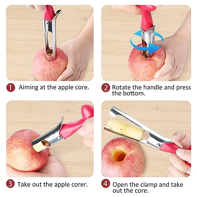 High-End Stainless Steel Fruit Core Remover - 2-in-1 Apple Pear Seeder with Sharp Slicing Knife, Essential Kitchen Gadget - view 5