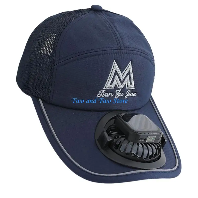

HX6F 3 Speeds Solar Power Cooling Fan Cap USB Rechargeable Baseball Hat for Women Men Outdoor Walking Running and Travel