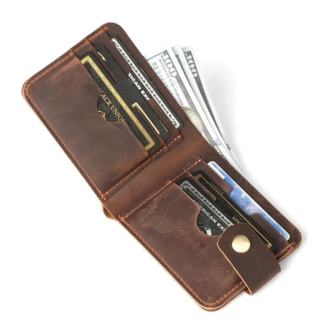 Wallet Genuine Leather Vegetable Tanned Leather Driver's License Button Lightweight Simple Large Capacity Coin Purse Card Case