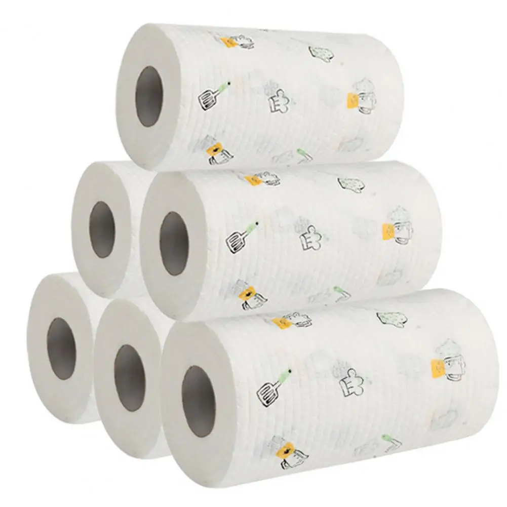 Kitchen Paper Towel Roll Super Absorbent Kitchen Paper Towels 50/100/200pcs/roll Dual Use Wet Dry Food Grade Reusable Washable