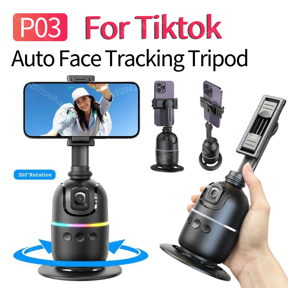 

Auto Face Tracking Tripod 360° Rotation Auto Tracking Phone Holder with Remote & Gesture Control Gimbal Stabilizer Rechargeable