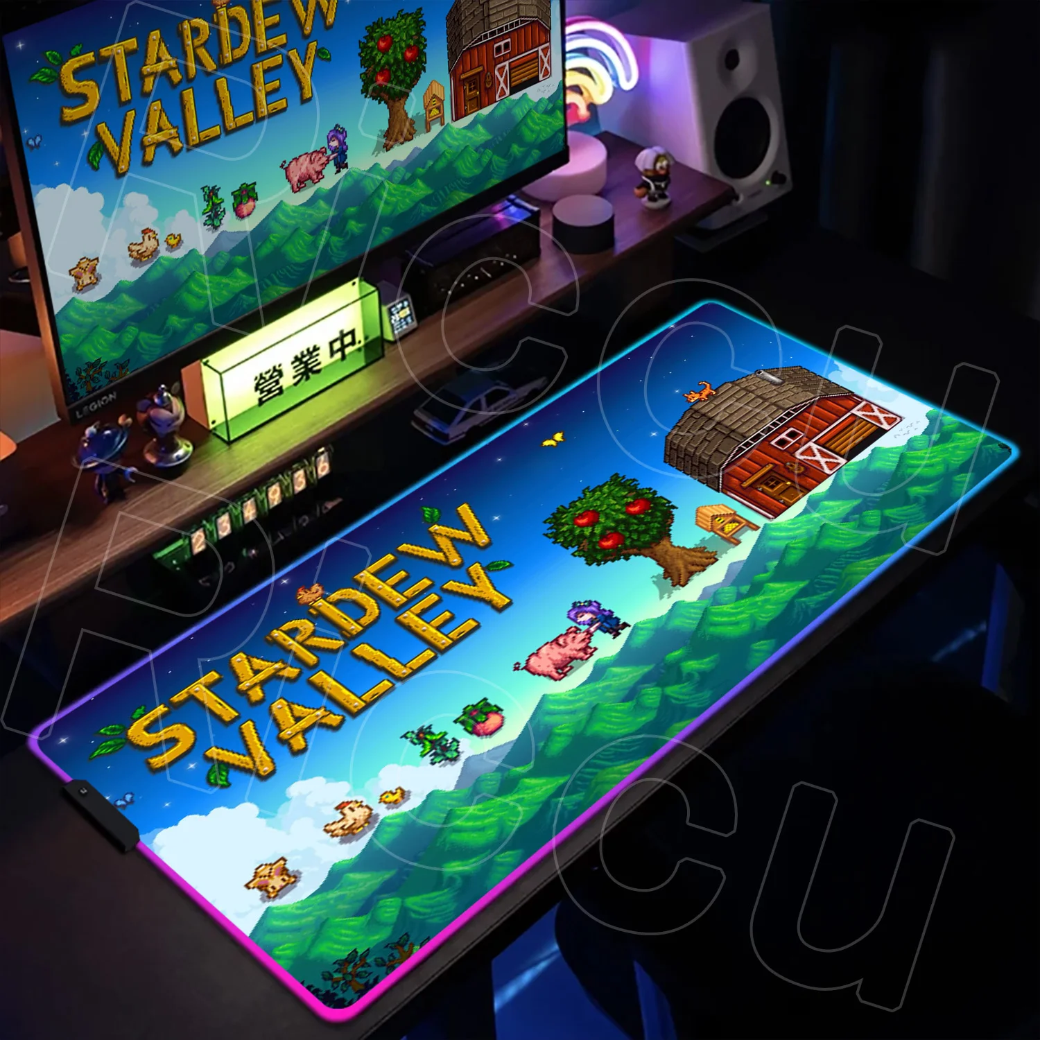 

RGB Gaming Mouse Pad Stardew Valley Anime Lumines Deskmat Pc Keyboard Accessories Gamer Large LED Computer Table Extended Carpet
