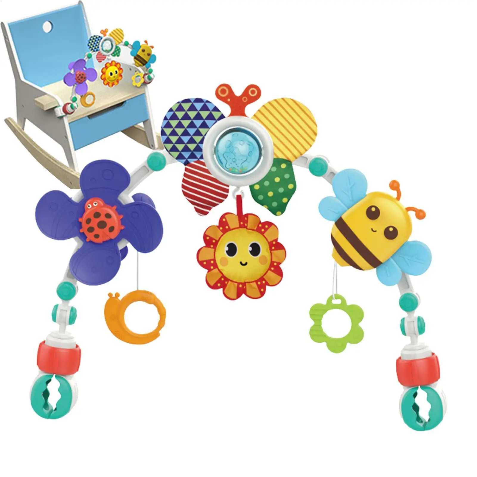 Baby Stroller Arch Toys Bouncer Toy Pram Activity Arch Toys Fine Motor Skills Toys Sensory Development Arch Baby Car Seat Toys