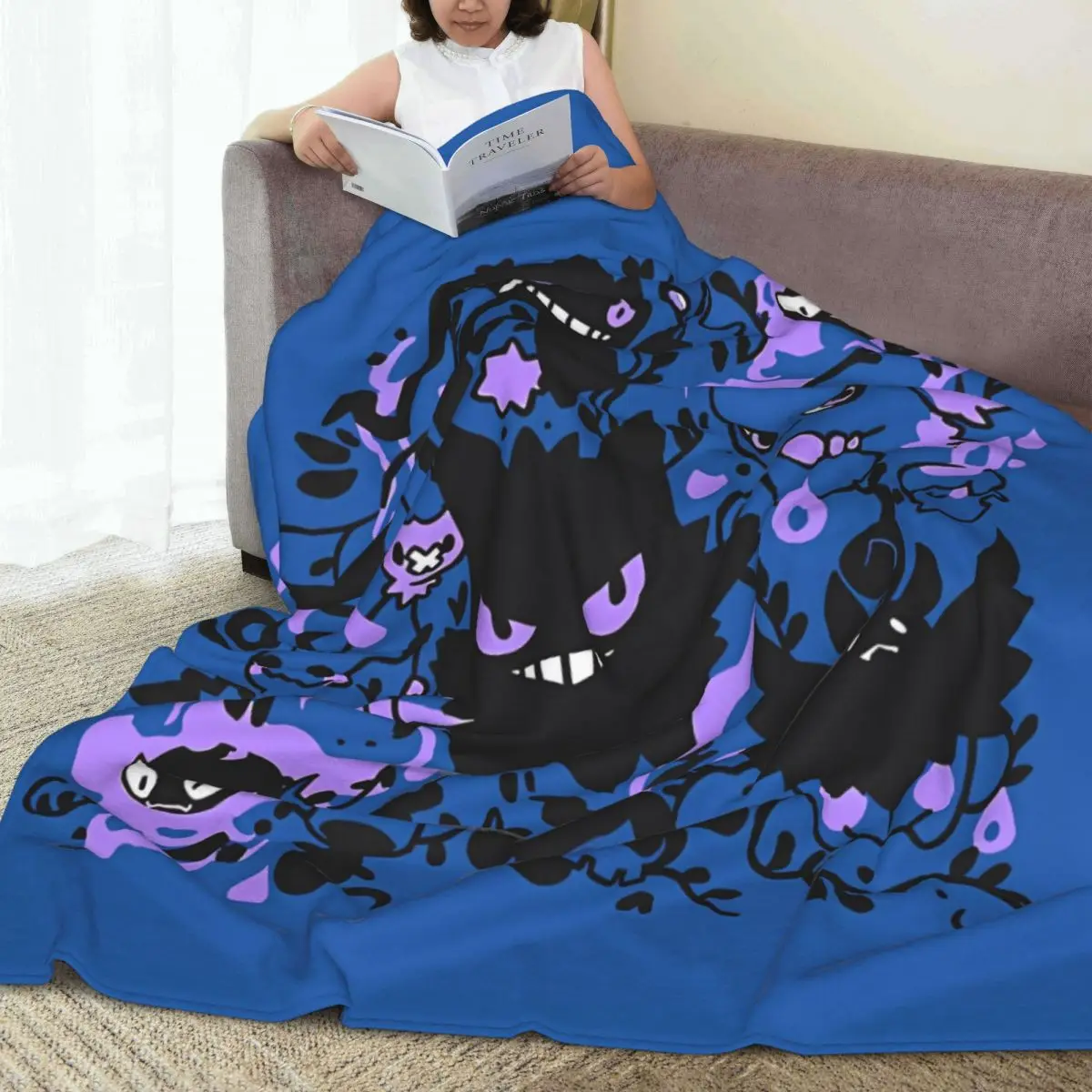 Gengar Evil MINISO Blankets Soft Funny Plush Throw Blanket For Living Room Decorative Flannel Bedspread Bed Cover