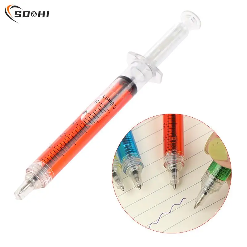 1pc Color Red Blue Injection Type Ball Point Pen Doctor Nurse Gift Liquid Pen Transmission Syringe Pens Office School Stationery