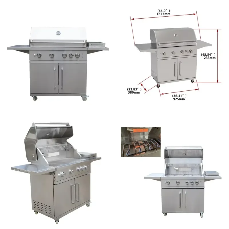 36inch Free Standing 4 Burner Grill With Cart