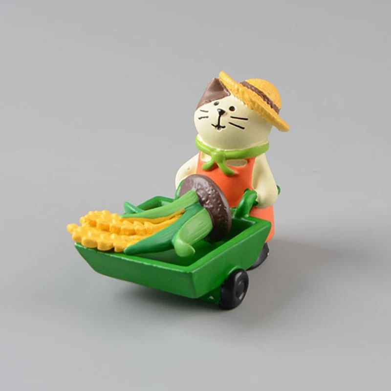 Zakka Grocery Autumn Wheat Harvest Scene Resin Scarecrow Cat Figurines Crafts Decoration DIY Desktop Home Micro Landscape Gift image 2