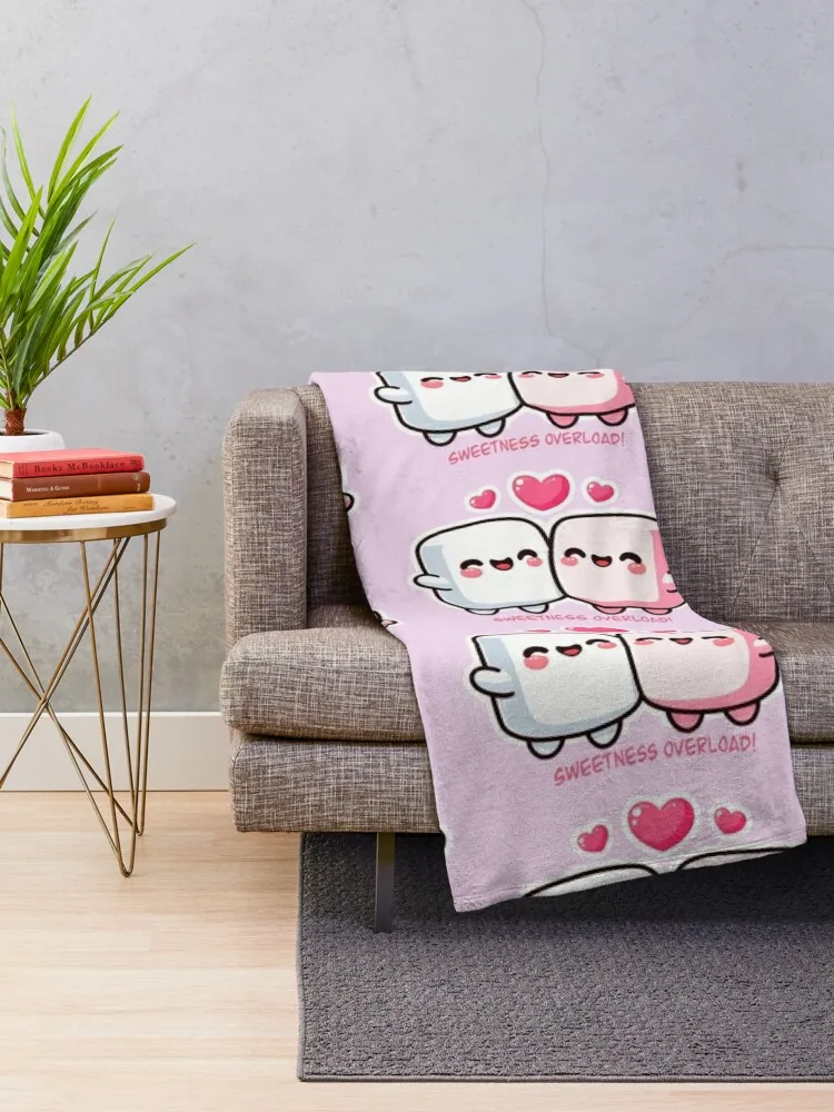 Kawaii Marshmallows - Sweetness Overload Throw Blanket Picnic manga Blankets