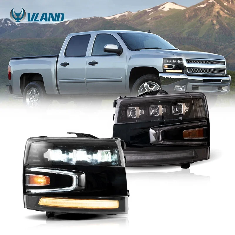 

Светодиодные фары VLAND 1500 2500HD 3500HD HD 2500 3500 2007-2013, анимационная передняя лампа DRL для фар Chevrolet Silverado