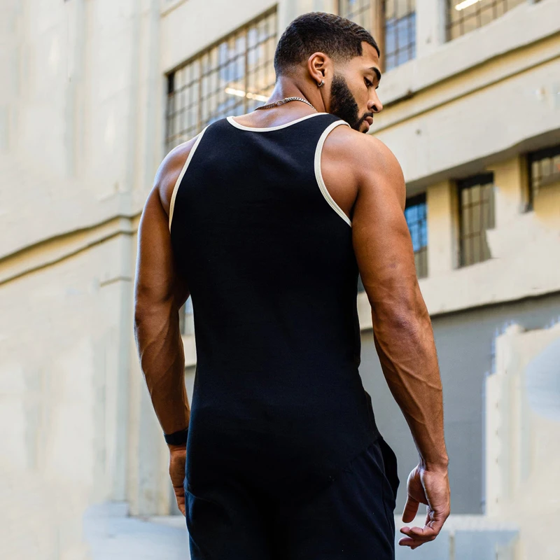 Men's Vest Summer Sports Casual Knitted Round Neck Slim Fit Elastic Breathable Tank Top Gym Running Training Sleeveless T-Shirt