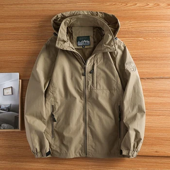 Autumn Men's Hiking Waterproof Jackets Men Outdoor Quick Dry Sports Climbing Hooded Coats Men Breathable Windbreaker Jackets 5XL 2