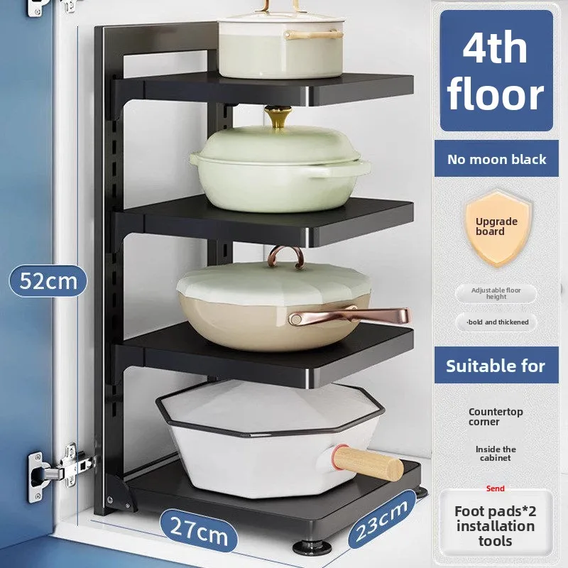 Kitchen Storage Rack Freestanding Cookware Organizer Multi Tier Pot Rack Cabinet Home Use Kitchen Accessories Organizer