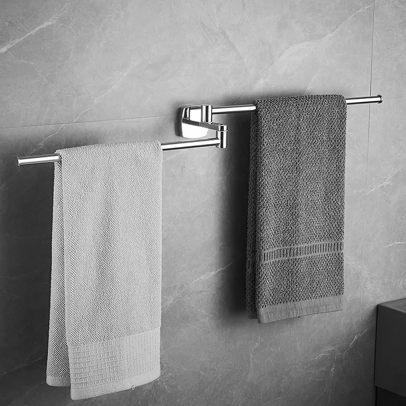 ‌304 Stainless Steel No-Drill Foldable Towel Bar,Bathroom Ventilation Anti-M mildew Dryer,180° Adjustable Space-Saving Mount