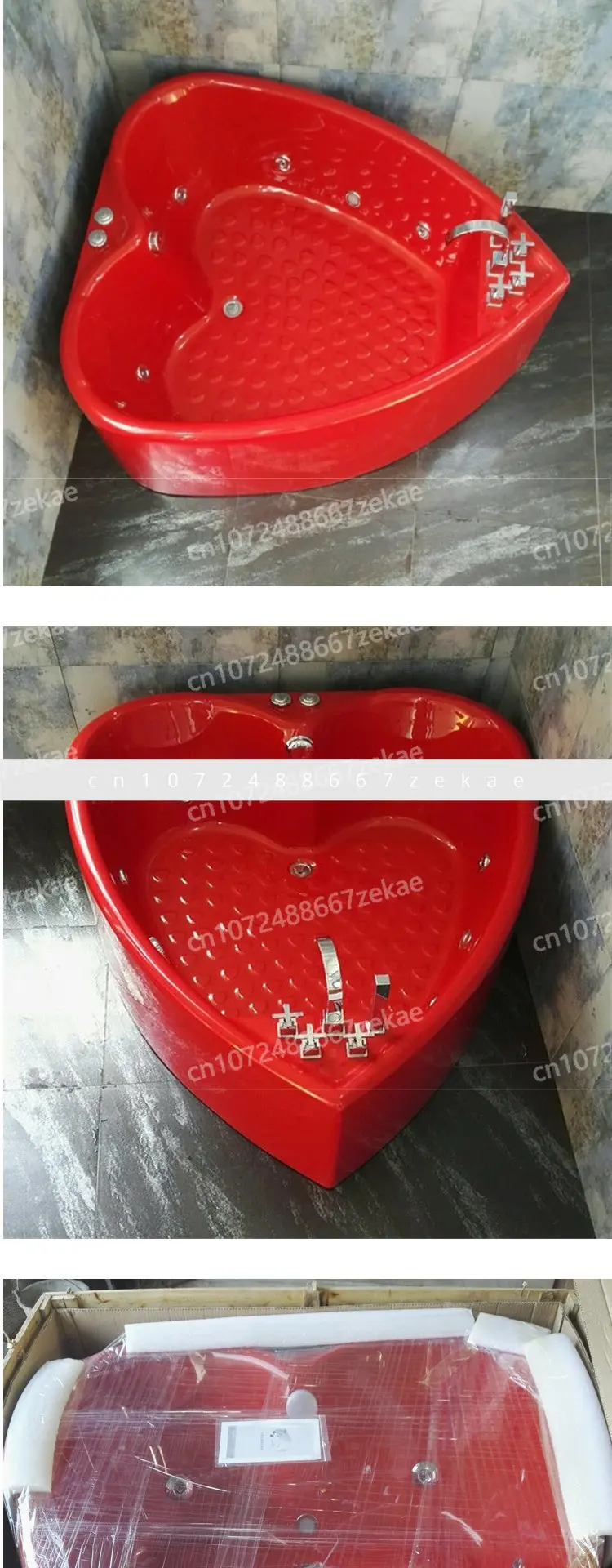 1.5M heart-shaped dark bathtub freestanding acrylic double couple integrated heart-shaped surf massage