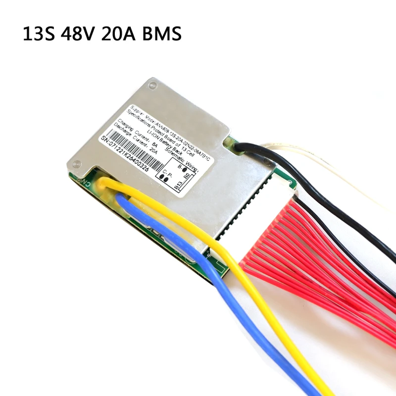 13S 48V 20A BMS PCM For DIY 48V Lithium Battery Pack With Balanced Function And Temperature Sensor