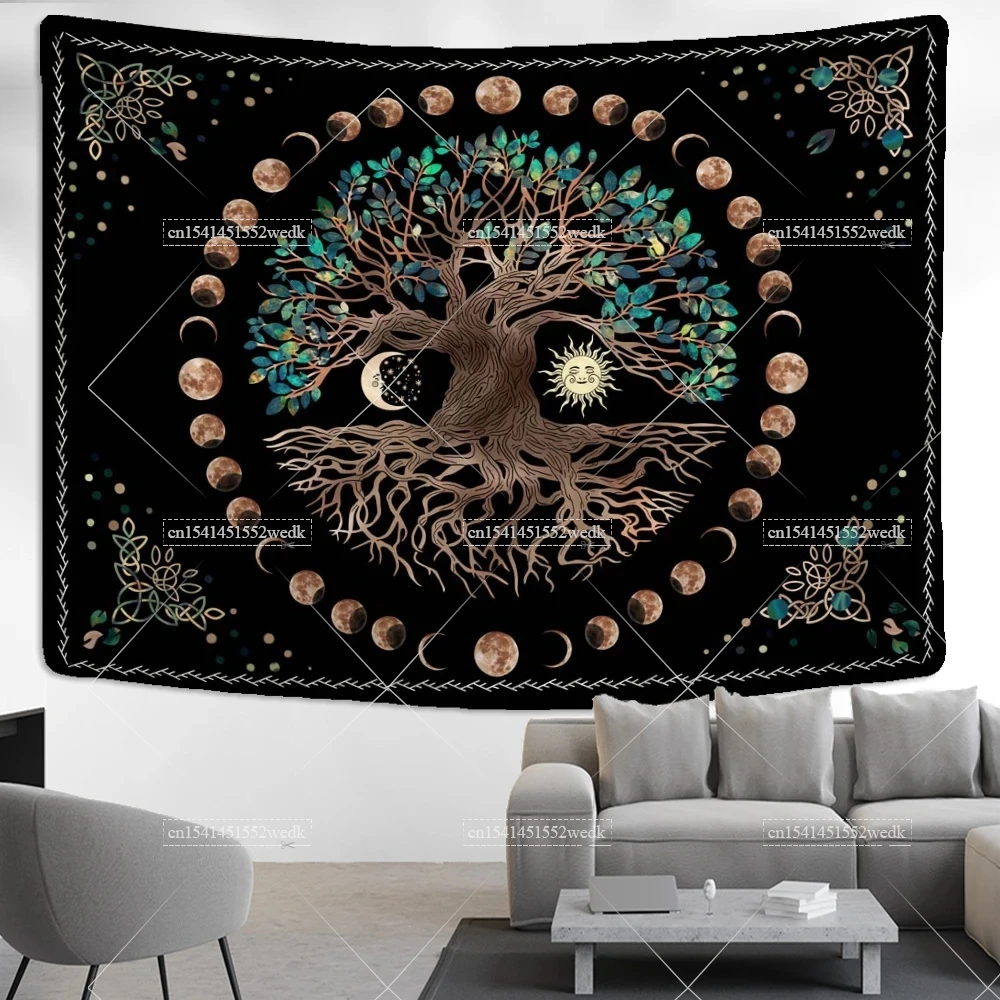 Moon Phase Tree Of Life Tapest - Aesthetic Tapestry ulasan dan harga