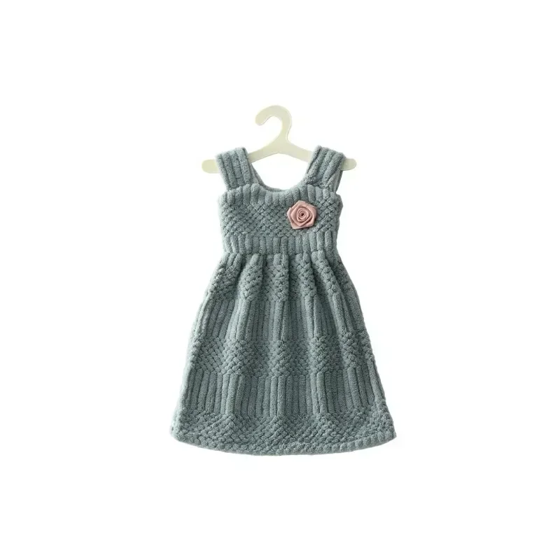 New Soft and Skin Friendly Coral Fleece Hand Towel Cute and Thick Absorbent Skirt with Hanger for Hanging HandTowel Coral Fleece
