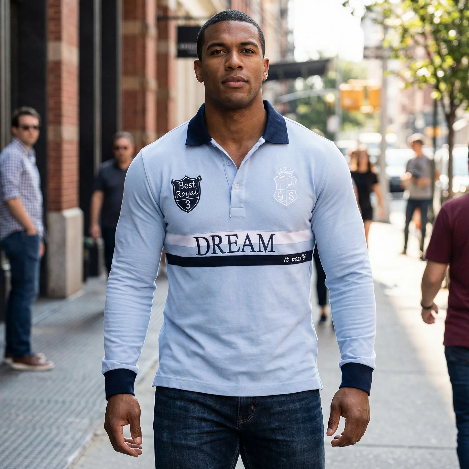 Herren-Poloshirt mit langen Ärmeln, Original-Traum-Stickerei, modische Baumwolle, lockere Freizeit, sportlich, klassisch, hohe Qualität